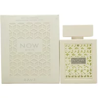 Lattafa Rave Now White Eau De Parfum 100ml, cream bottle with geometric cutout design and matching box.