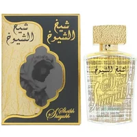 Lattafa Sheikh Al Shuyukh Luxe Edition Eau De Parfum 100ml, gold textured cap, ornate black and gold box.