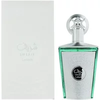 Lattafa Sheriff Eau De Parfum 100ml, silver bottle with intricate design, green accents, and decorative cap.