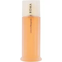 Laura Biagiotti Roma Eau De Toilette 100ml, orange cylindrical bottle with white cap and black text.