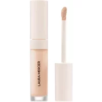 Laura Mercier concealer with beige liquid, white cap, and applicator wand, labeled "Laura Mercier" on the tube.
