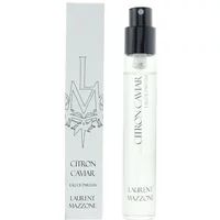 Laurent Mazzone Citron Caviar Eau De Parfum 15ml, clear spray bottle with black cap, next to branded box.