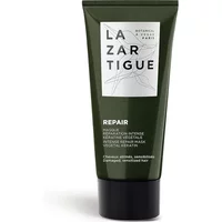 Dark green tube of LAZARTIGUE Intensive Repair Mask with white label and black cap, 50ml size.
