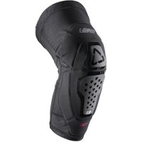 Black Leatt 6.0 Evo Knee Guard with perforated hard shell and flexible fabric design.