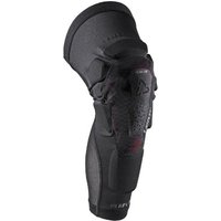 Black Leatt ReaFlex UltraLite EXT knee guard with flexible shell, adjustable straps, and breathable mesh fabric.