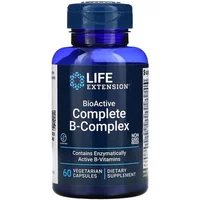 Blue bottle of Life Extension Bio-Active Complete B-Complex, 60 vegetarian capsules, white label with blue text.