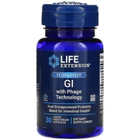 Blue bottle of Life Extension Florassist GI with Phage Technology, 30 vegetarian capsules.