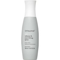 Gray bottle of Living Proof Full Volume & Root Lifting Spray, 163ml, with white text and sleek design.
