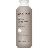 Gray bottle of Living Proof No Frizz Smooth Styling Cream, 236ml, with white cap and minimalist text design.