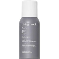 Gray Living Proof Perfect Hair Day Dry Shampoo bottle, 92 ml, with white cap and white text.