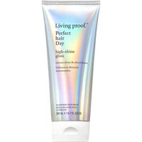 Holographic tube of Living Proof Perfect Hair Day High-Shine Gloss, 200ml, with white cap and black text.