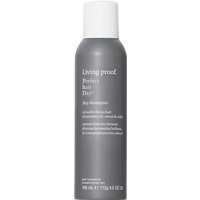 Gray Living Proof Perfect Hair Day Dry Shampoo bottle with white cap, 198ml size, sleek design.