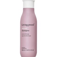 Pink bottle of Living Proof Restore Shampoo, 236ml, with white cap and minimalist text design.