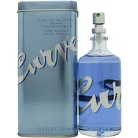 Liz Claiborne Curve Eau De Toilette 100ml, clear bottle with blue liquid, silver spray cap, blue tin packaging.