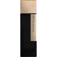 Black rectangular bottle with gold cap, labeled "Princesse de Coeur" by LM Parfums, 100 ml women's floral perfume.
