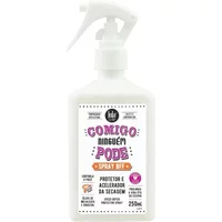 White Lola Comigo Ninguem Pode BFF Speed Dryer Protector Spray, 250ml bottle with spray nozzle and colorful label.