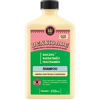 Lola Densidade Shampoo 250ml in a beige bottle with pink and green label, black cap.