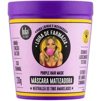 Purple Lola Loira De Farmacia Toning Mask jar with illustrated woman, 230g, for blonde hair toning.