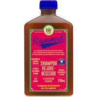 Brown bottle of Lola Rapunzel Rejuvenating Shampoo 250ml with pink label and blue cap.