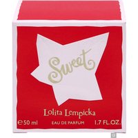 Red and white box of Lolita Lempicka Sweet Eau de Parfum Spray, 50ml, with gold lettering and star design.