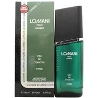 Lomani Pour Homme Eau De Toilette 100ml in a green bottle with black cap, next to a black and green box.