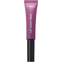 L'Oréal Infallible Matte Lipgloss in 207 Wuthering Purple, sleek tube with black cap and purple matte finish.