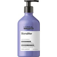 Purple L'Oréal Professionnel Blondifier Conditioner bottle with pump, 500ml, white label detailing.