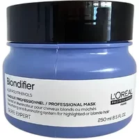 Purple L'Oréal Professionnel Serie Expert Blondifier Masque jar, 250ml, with black lid and white label.