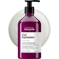 Purple pump bottle of L'Oréal Curl Expression Moisturising Shampoo, 500ml, with white label and black cap.