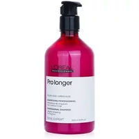 Pink L'Oréal Professionnel Pro Longer shampoo bottle with black pump and white label, 500ml size.