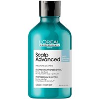 Teal L'Oréal Professionnel shampoo bottle with black cap and white label, part of Serie Expert Scalp Advanced line.