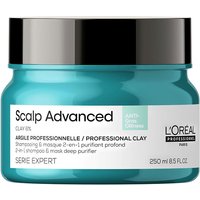 Turquoise jar of L'Oréal Professionnel Serie Expert Scalp Advanced Anti-Oiliness 2-in-1 with black lid and white label.