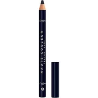 Navy blue L'Oreal Paris eyeliner pencil with silver text and removable cap, shade 130 Bleu Suede.