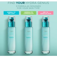 L'Oreal Paris Hydra Genius Aloe Moisturiser for combination skin, 70ml, in a sleek turquoise pump bottle.
