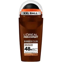 Brown L'Oreal Paris Men Expert Barber Club roll-on deodorant with XXL ball and 48h protection label, 50ml.