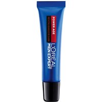 Blue L'Oreal Paris Men Expert Power Age Eye Cream tube, 15ml, with black cap and red label accent.