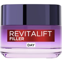 Purple and red L'Oreal Paris Revitalift Anti-Ageing Day Cream jar, 50ml, with a dark purple lid.