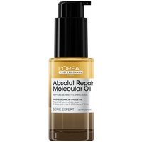 L'Oreal Professionnel Absolut Repair Molecular Oil, clear bottle with black pump and gold label accents.