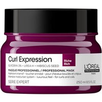 Purple jar of L'Oreal Curl Expression Hair Rich Mask with white lid and product details on the label.