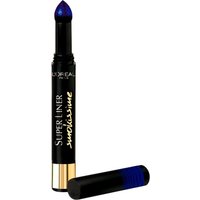 L'Oreal Smokissime Eyeliner in Blue Smoke, black pen with gold accents and a blue sponge tip.