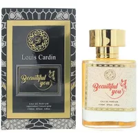 Louis Cardin Beautiful You Eau De Parfum 100ml, gold cap, ornate label, black and gold packaging.