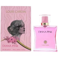 Pink Louis Cardin Diana Pink Eau De Parfum 100ml bottle with floral design and matching pink box featuring a woman's profile.
