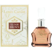 Louis Cardin Elixir Brown Eau De Parfum 100ml with ornate glass bottle and gold-accented box.