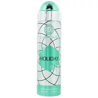Louis Cardin Holiday deodorant spray, silver can with green geometric design and matching green cap, 200ml.