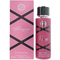 Pink Louis Cardin Honour Eau De Parfum 100ml bottle with black crisscross design and matching box.