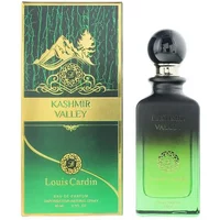 Kashmir Valley Eau De Parfum 80ml by Louis Cardin, gradient black to green bottle, gold accents, black cap.