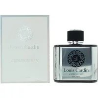 Louis Cardin Lumination Eau De Parfum 100ml, silver rectangular bottle with black cap, intricate logo design.