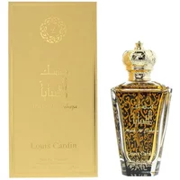 Louis Cardin Musk Al Sabaya Eau De Parfum 100ml, ornate gold and black bottle with a crown-shaped cap, gold box.