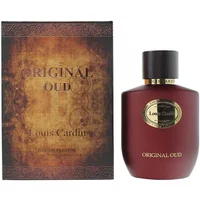 Louis Cardin Original Oud Eau De Parfum 100ml, maroon bottle with gold label, ornate brown box.