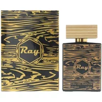 Black and gold Louis Cardin Ray Eau De Parfum 100ml with wood grain pattern and wooden cap.